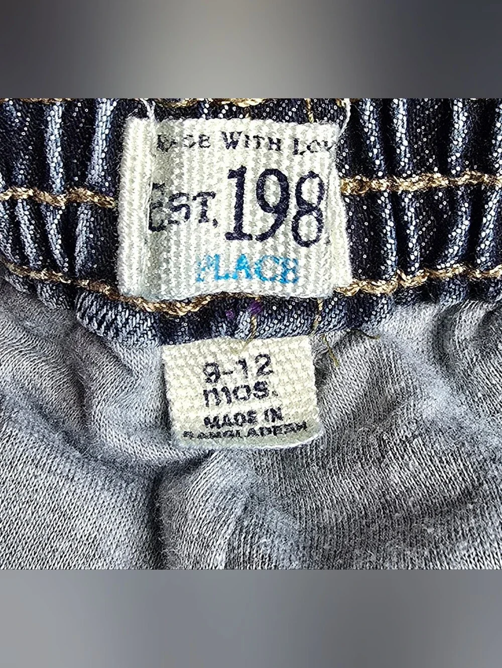 Thermal Unisex Baby Blue Jeans Children's Place Size 9-12 Months Gray